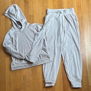 All In Motion Cozy Cream Hooded Lounge Set-Ribbed